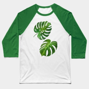 Monstera deliciosa tropical vibes watercolor painting handpainted illustration Baseball T-Shirt